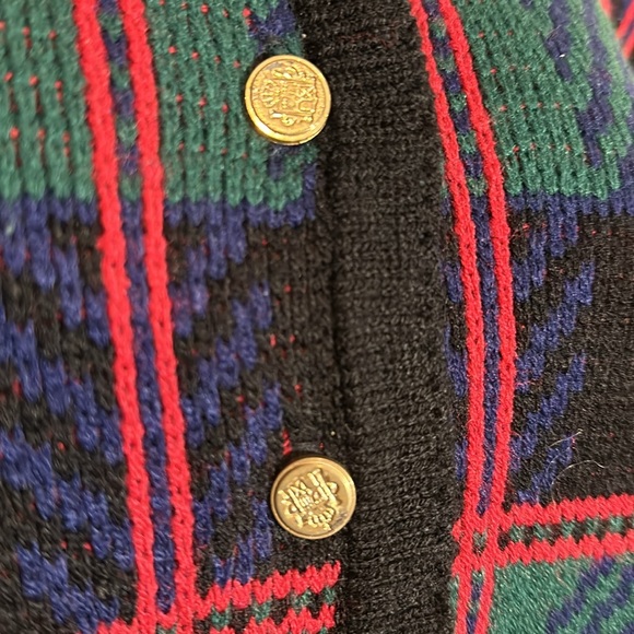 Tally Ho Vintage 1990s Y2K Plaid Tartan Button Down Cardigan Sweater Wool Medium - Picture 8 of 15